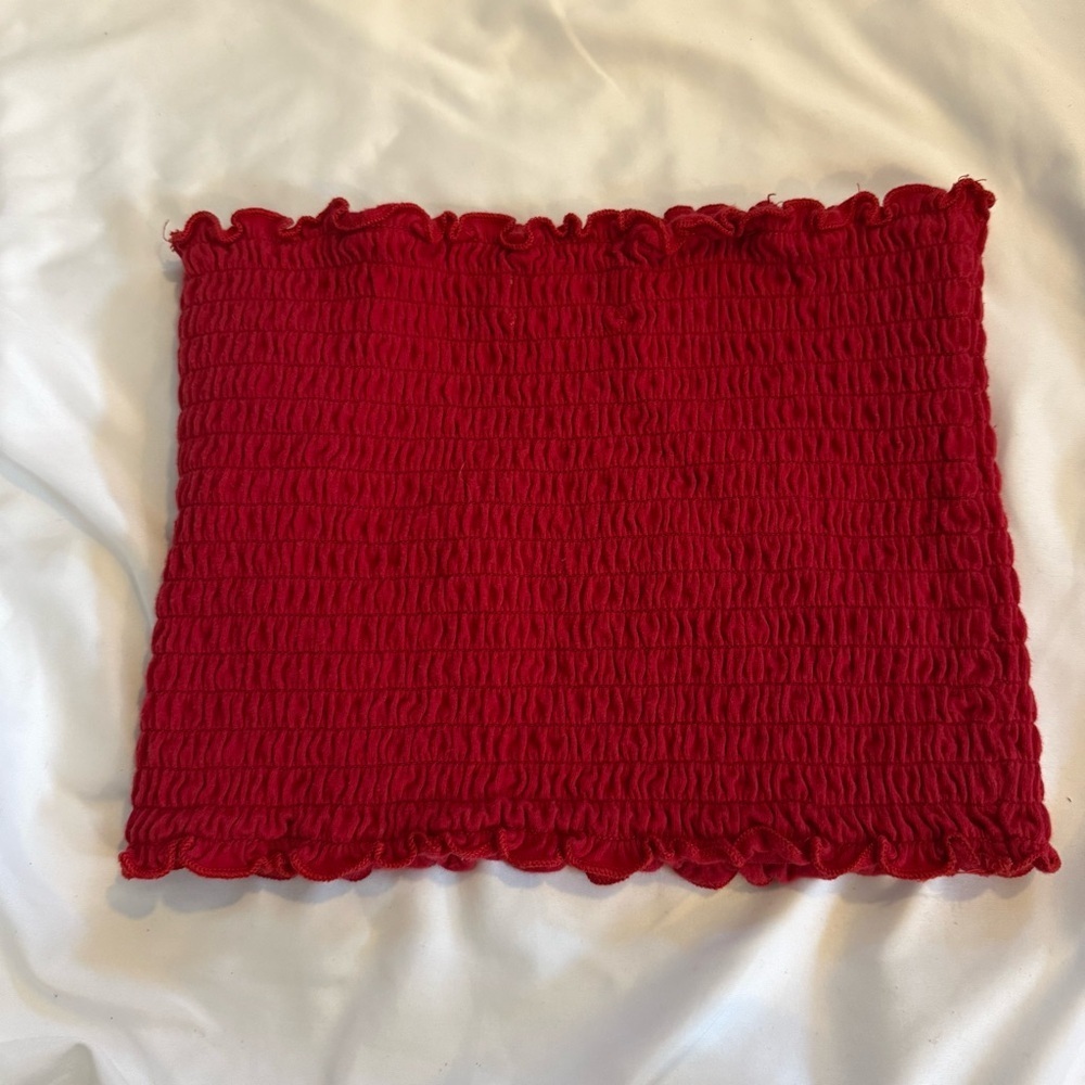 EUC Hollister Smocked Lettuce Edge Tube Top - Picture 7 of 8
